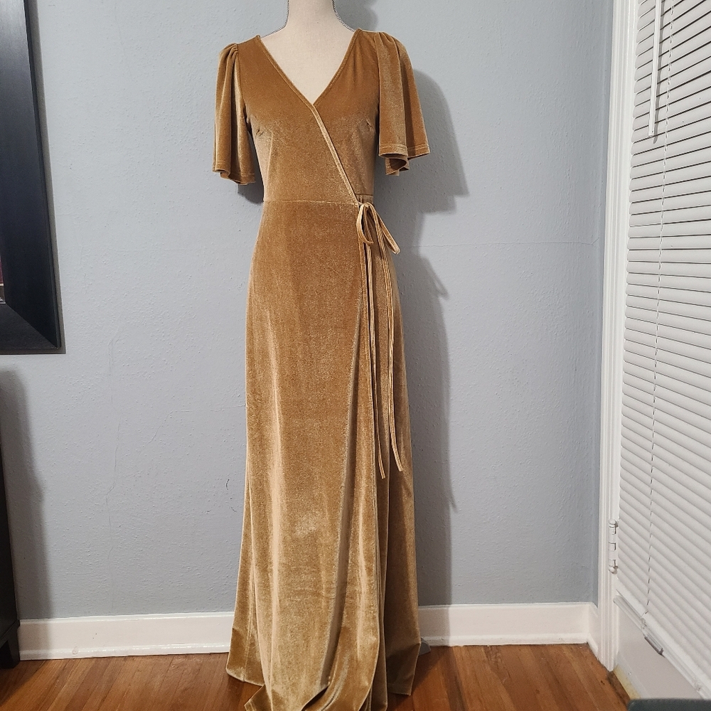 Baltic Born Meghan Velvet‎ Golden Wrap Dress NWT Small